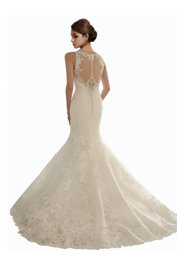 Ivoire Sirène Illusion Dentelle Robes de mariée Pas Cher
