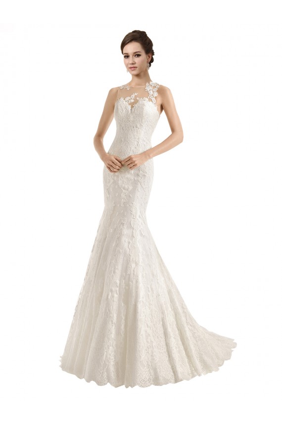 Ivoire Sirène Illusion Dentelle Robes de mariée Pas Cher