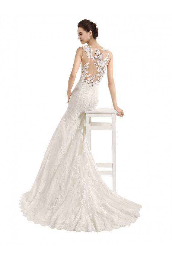 Ivoire Sirène Illusion Dentelle Robes de mariée Pas Cher