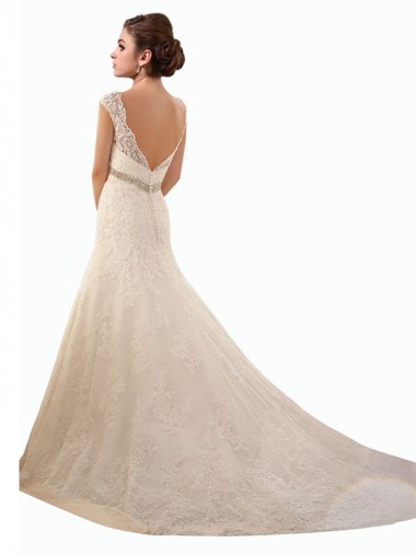 Ivoire Sirène Illusion Tulle Dentelle Robes de mariée