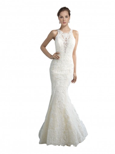 Ivoire Sirène Illusion Tulle Plage Robes de mariée Pas Cher