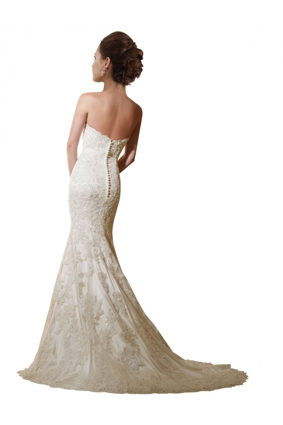 Ivoire Sirène Satiné Dentelle Robes de mariée Pas Cher