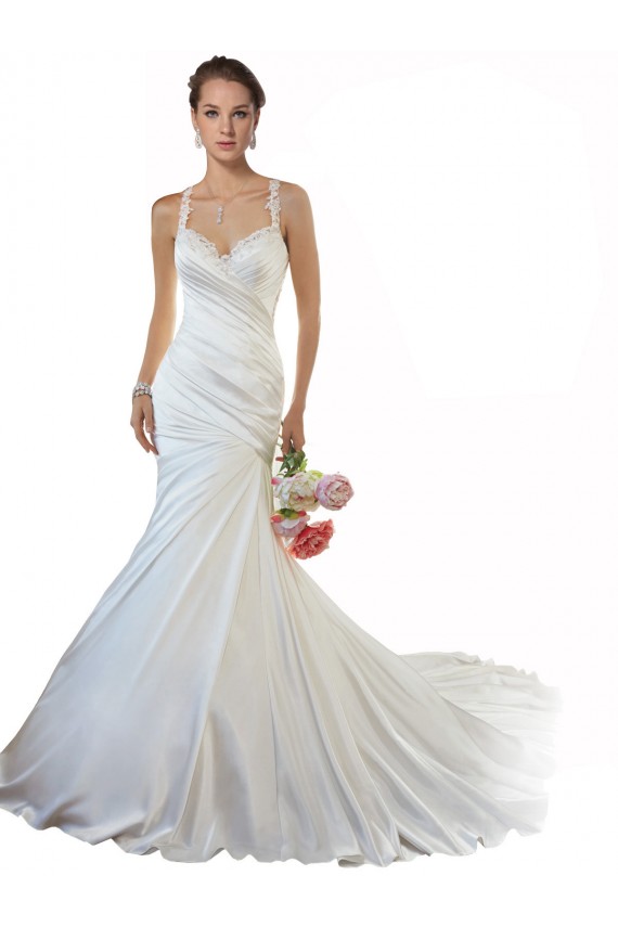 Ivoire Sirène Satiné Plage Robes de mariée Pas Cher
