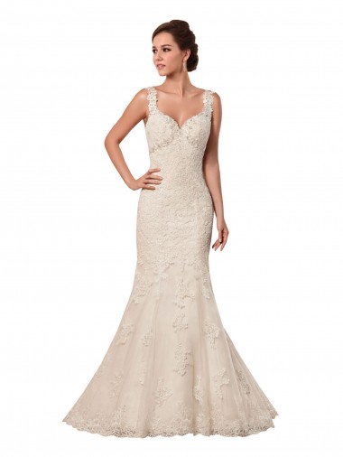 Ivoire Sirène Tulle Dentelle Robes de mariée Pas Cher