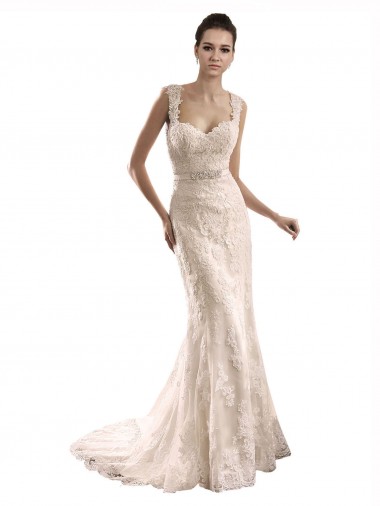 Ivoire Sirène Tulle Dentelle Robes de mariée Pas Cher