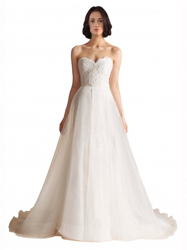 Ivoire Trapèze Balayage train Tulle Robes de mariée Pas Cher