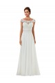 Ivoire Trapèze Bateau Mousseline Classique Robes de mariée Pas Cher