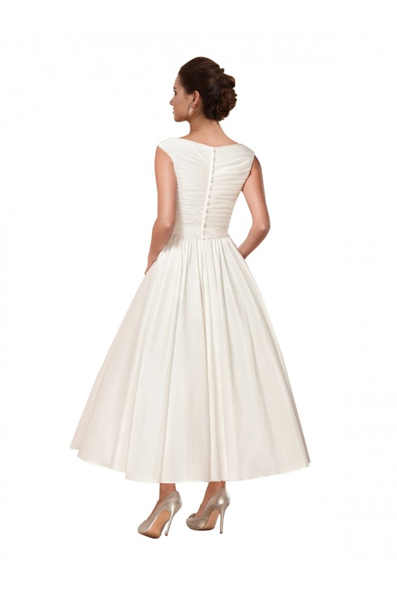 Ivoire Trapèze Col V Satiné Robes de mariée Pas Cher