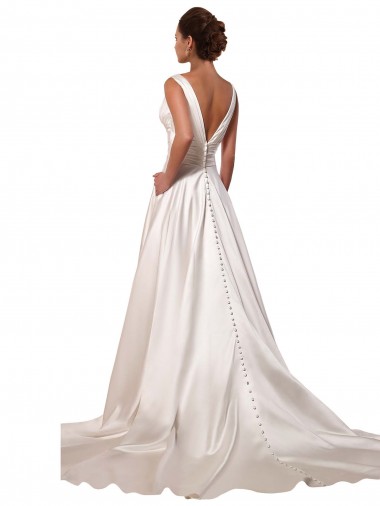 Ivoire Trapèze Col V Satiné Robes de mariée