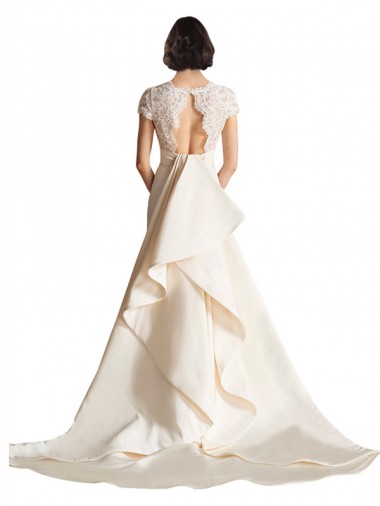 Ivoire Trapèze Col V Satiné Robes de mariée