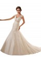 Ivoire Trapèze Col V Tulle Dentelle Robes de mariée Pas Cher