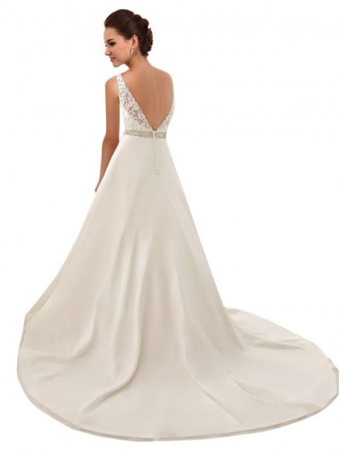 Ivoire Trapèze Illusion Dentelle Robes de mariée