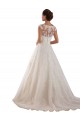 Ivoire Trapèze Illusion Tulle Dentelle Classique Robes de mariée Pas Cher