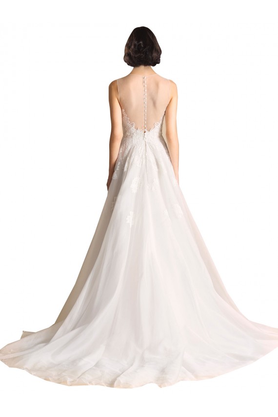 Ivoire Trapèze Illusion Tulle Robes de mariée Pas Cher