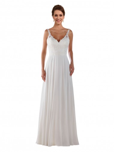 Ivoire Trapèze Mousseline Classique Boho Robes de mariée Pas Cher