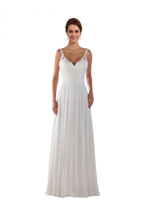 Ivoire Trapèze Mousseline Classique Boho Robes de mariée Pas Cher