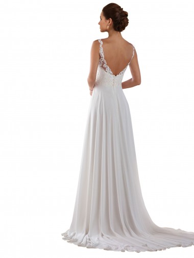 Ivoire Trapèze Mousseline Classique Boho Robes de mariée