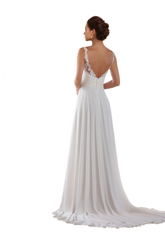 Ivoire Trapèze Mousseline Classique Boho Robes de mariée Pas Cher