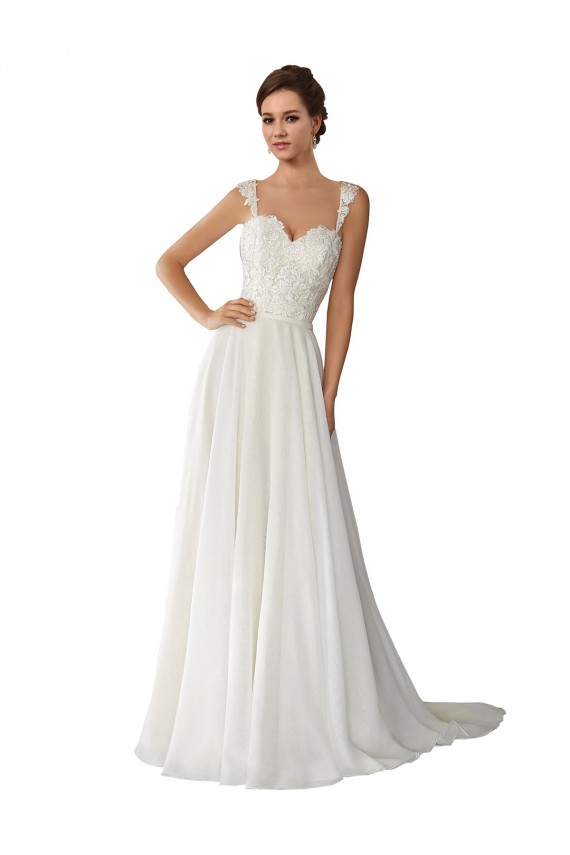 Ivoire Trapèze Mousseline Dentelle Robes de mariée Pas Cher