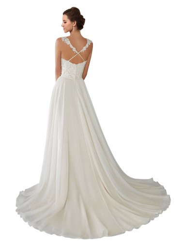 Ivoire Trapèze Mousseline Dentelle Robes de mariée