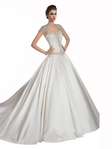 Ivoire Trapèze Satiné Robes de mariée Pas Cher