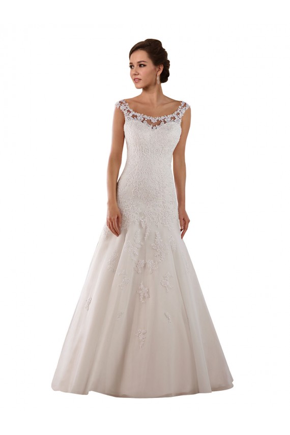 Ivoire Trapèze Scoop Tulle Robes de mariée Pas Cher