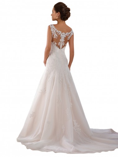 Ivoire Trapèze Scoop Tulle Robes de mariée