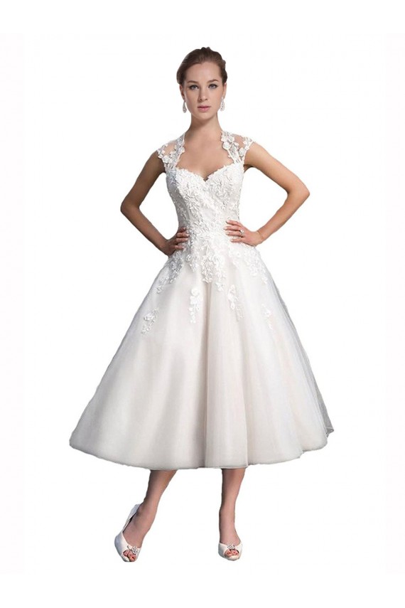 Ivoire Trapèze Tulle Dentelle Plage Robes de mariée Pas Cher