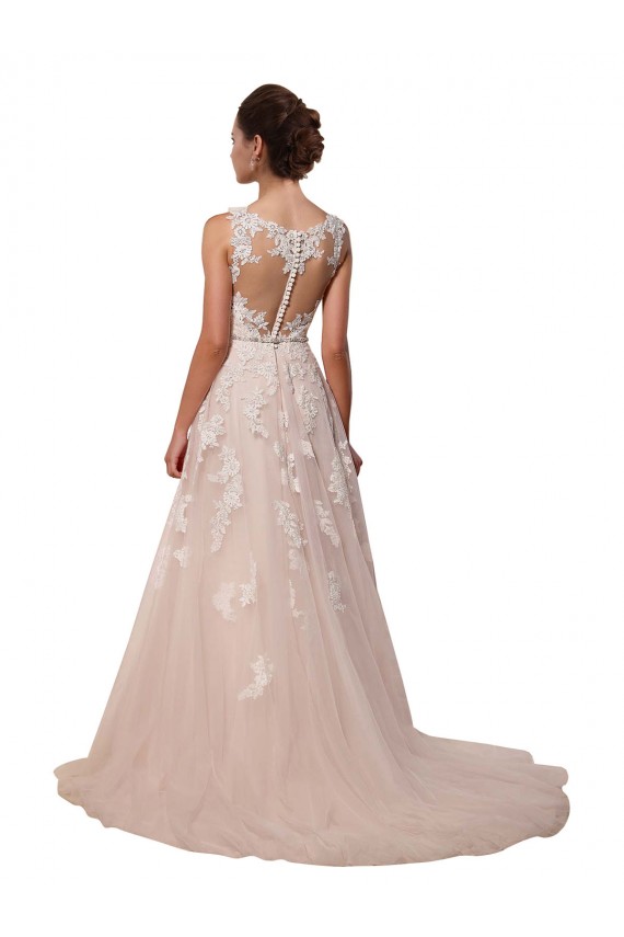 Ivoire Trapèze Tulle Dentelle Robes de mariée Pas Cher