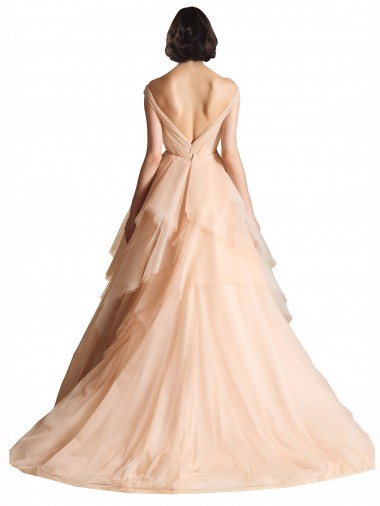 Ivoire Trapèze Épaule Dénudée Tulle Robes de mariée