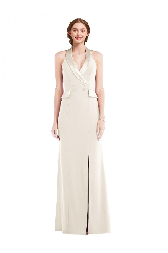 Ivoire Trompette Licou Crêpe Stretch Longue Robes demoiselle d'honneur / Robes de bal Pas Cher