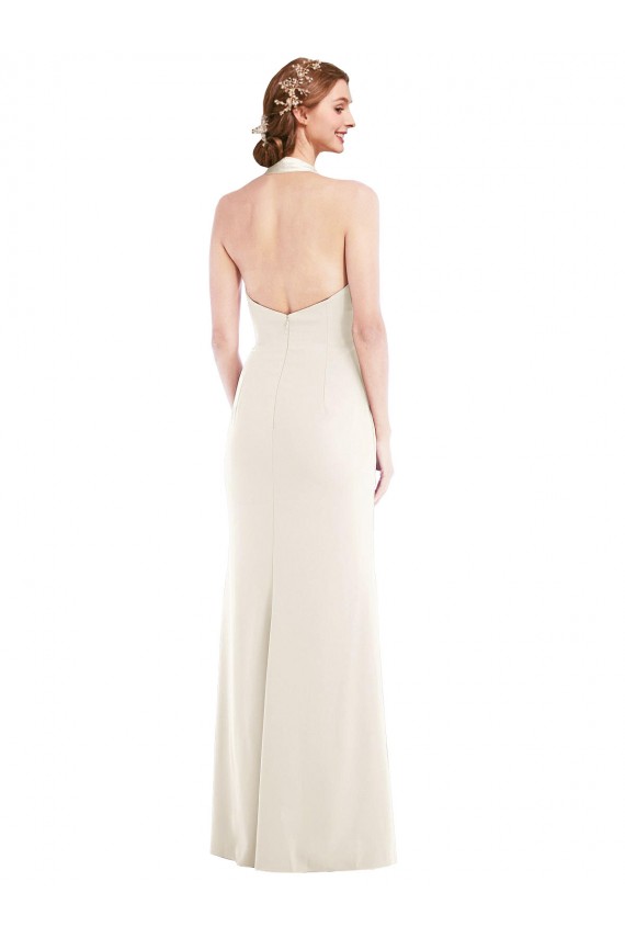 Ivoire Trompette Licou Crêpe Stretch Longue Robes demoiselle d'honneur / Robes de bal Pas Cher