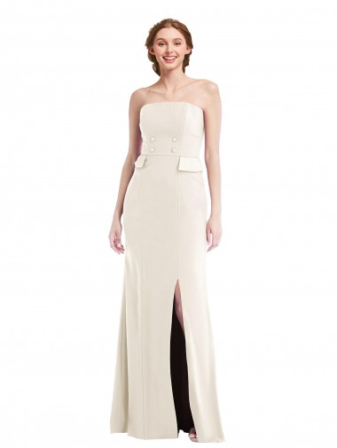 Ivoire Trompette Sans bretelle Crêpe Stretch Longue Robes demoiselle d'honneur / Robes de bal Pas Cher