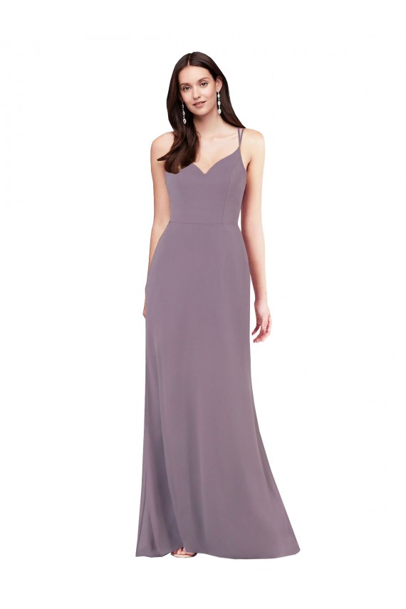 Lavande foncée Colonne Mousseline Longue Formelles Robes demoiselle d'honneur / Robes de soirée Pas Cher