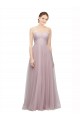 Light Lilac Trapèze Tulle Dentelle Longue Robes demoiselle d'honneur Pas Cher