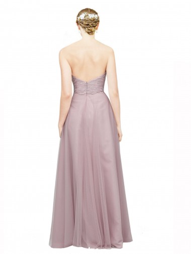 Light Lilac Trapèze Tulle Dentelle Longue Robes demoiselle d'honneur