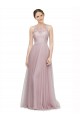 Light Lilac Trapèze Tulle Dentelle Longue Robes demoiselle d'honneur Pas Cher