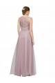 Light Lilac Trapèze Tulle Dentelle Longue Robes demoiselle d'honneur Pas Cher