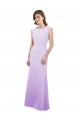 Lilas Colonne Col rond Mousseline Longue Robes demoiselle d'honneur Pas Cher