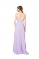 Lilas Fourreau Col V Mousseline Longue Asymétrique Robes demoiselle d'honneur Pas Cher
