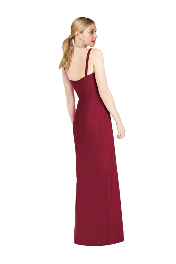 Lilas Sirène Bretelles spaghetti Col V Sans bretelle Mousseline Longue Robes demoiselle d'honneur Pas Cher