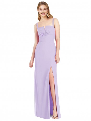 Lilas Sirène Bretelles spaghetti Col V Sans bretelle Mousseline Longue Robes demoiselle d'honneur Pas Cher