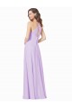 Lilas Trapèze Bretelles spaghetti Col Carré Mousseline Longue Robes demoiselle d'honneur Pas Cher