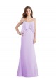 Lilas Trapèze Bretelles spaghetti Scoop Mousseline Longue Robes demoiselle d'honneur Pas Cher