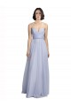 Lilas Trapèze Bretelles spaghetti Tulle Longue Robes demoiselle d'honneur Pas Cher