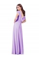 Lilas Trapèze Col V Mousseline Longue Robes demoiselle d'honneur Pas Cher