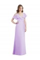Lilas Trapèze Col V Mousseline Longue Robes demoiselle d'honneur Pas Cher