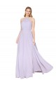 Lilas Trapèze Licou Col Haut Mousseline Longue Formelles Robes demoiselle d'honneur / Robes de soirée / Robes de bal Pas Cher