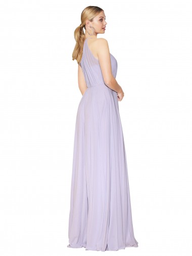 Lilas Trapèze Licou Col Haut Mousseline Longue Formelles Robes demoiselle d'honneur / Robes de soirée / Robes de bal