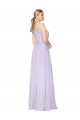 Lilas Trapèze Licou Col Haut Mousseline Longue Formelles Robes demoiselle d'honneur / Robes de soirée / Robes de bal Pas Cher